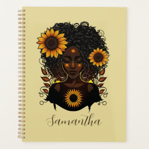 Sonnenblume Königin Afro Frau Planer