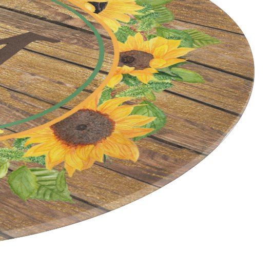 Sonnenblume-Kreis-Holz-Monogramm Schneidebrett (Ecke)