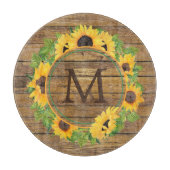 Sonnenblume-Kreis-Holz-Monogramm Schneidebrett (Vorderseite)