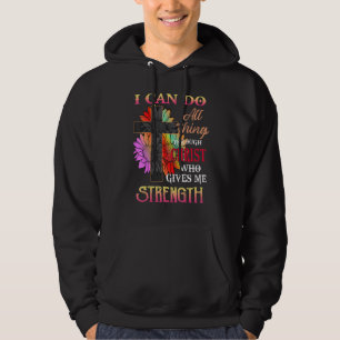 Sonnenblume Kreuz Christus gibt mir Kraft Jesus Ch Hoodie