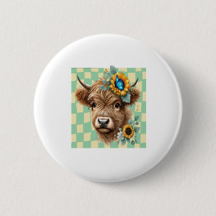 Sonnenblume Kuh Png, Niedliche Hochlandkuh Button