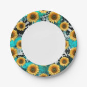 Sonnenblume Kuh Print Western Pappteller (Vorderseite)