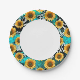 Sonnenblume Kuh Print Western Pappteller