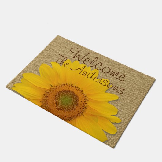 Sonnenblume-kundenspezifische Land-Leinwand Fußmatte (Schrägansicht)