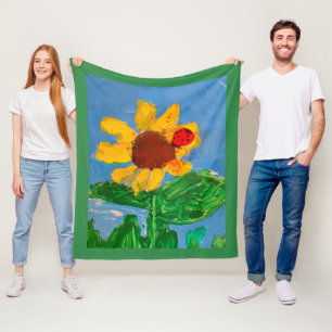Sonnenblume "Kunst von Kindern" Fleecedecke