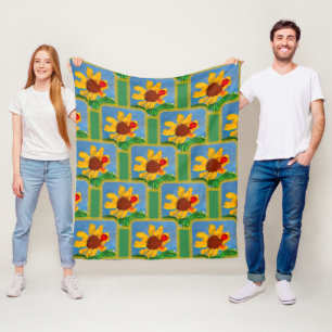 Sonnenblume "Kunst von Kindern" Fleecedecke