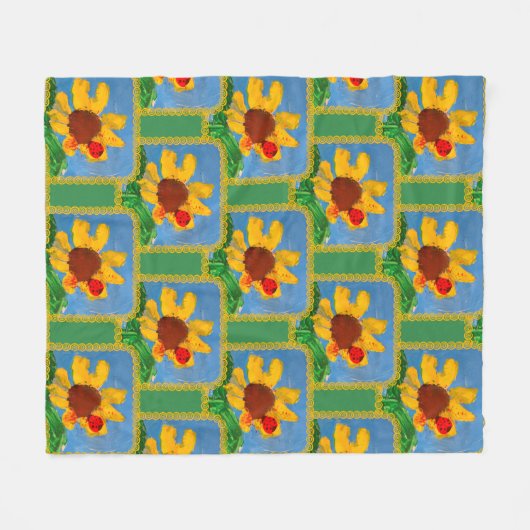 Sonnenblume "Kunst von Kindern" Fleecedecke (Vorderseite (Horizontal))