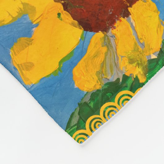 Sonnenblume "Kunst von Kindern" Fleecedecke (Ecke)