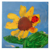 Sonnenblume "Kunst von Kindern" Fliese (Vorderseite)