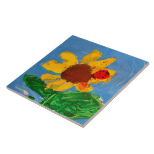 Sonnenblume "Kunst von Kindern" Fliese