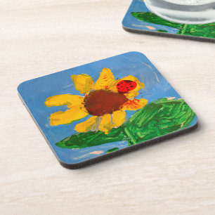 Sonnenblume "Kunst von Kindern" Getränkeuntersetzer