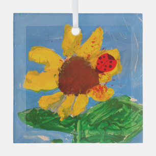 Sonnenblume "Kunst von Kindern" Ornament Aus Glas