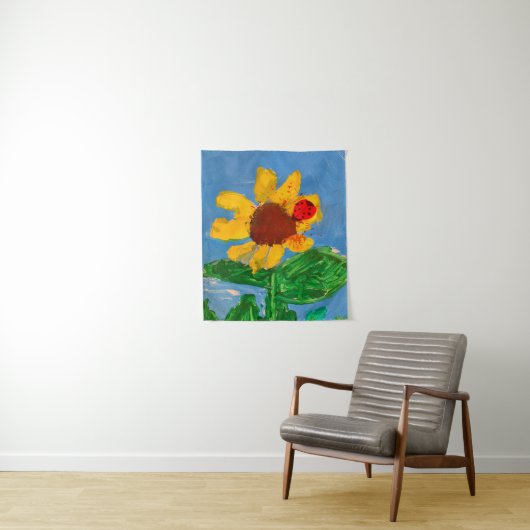 Sonnenblume "Kunst von Kindern" Wandteppich (Beispiel)