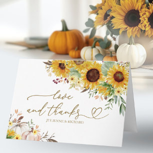 Sonnenblume Kürbis Herbst Hochzeit Dankeschön Karte