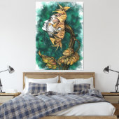 Sonnenblume Lady Surrealismus Canvas Print - Maler Leinwanddruck (Insitu (Schlafzimmer))