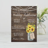 Sonnenblume Land Mason Jar Hochzeit Einladung (Stehend Vorderseite)