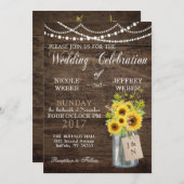 Sonnenblume Land Mason Jar Hochzeit Einladung (Vorne/Hinten)