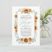 Sonnenblume Land Rustikale Brautdusche Einladungen (Stehend Vorderseite)