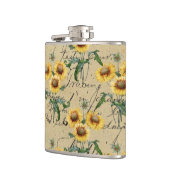 Sonnenblume Land Rustikale Vintage Handschrift Flachmann (Links)