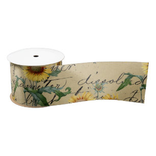 Sonnenblume Land Rustikale Vintage Handschrift Satinband