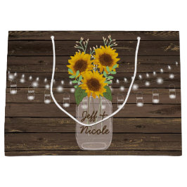 Sonnenblume Land Wood Mason Jar Wedding Große Geschenktüte