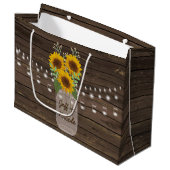 Sonnenblume Land Wood Mason Jar Wedding Große Geschenktüte (Vorderseite Schrägansicht)