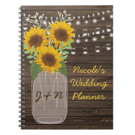 Sonnenblume Land Wood Mason Jar Wedding Notizblock