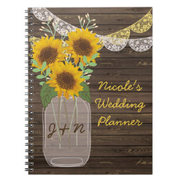 Sonnenblume Land Wood Mason Jar Wedding Notizblock