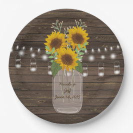 Sonnenblume Land Wood Mason Jar Wedding Pappteller