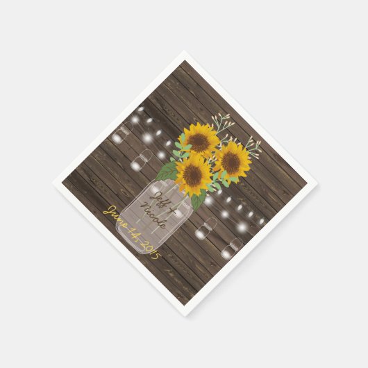 Sonnenblume Land Wood Mason Jar Wedding Serviette (Ecke)