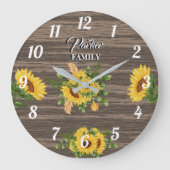 Sonnenblume, Landküche, Holz rustikal, Familiennam Große Wanduhr (Vorderseite)