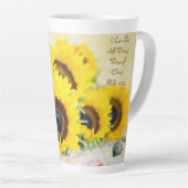Sonnenblume Latte Tasse Philippianer 4:13 Schrift (Rechte Ecke)