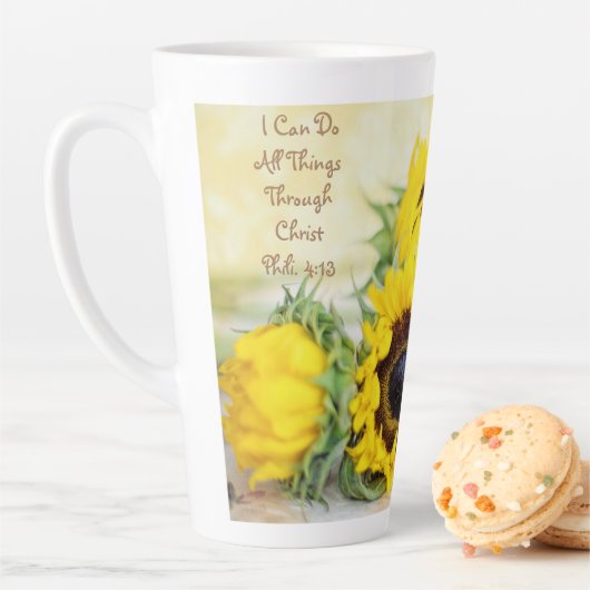 Sonnenblume Latte Tasse Philippianer 4:13 Schrift (Beispiel)