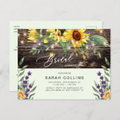 Sonnenblume & Lavender Bridal Rustikale Minze Einladungspostkarte (Vorne/Hinten)