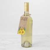 Sonnenblume-Leinwand-Blick-rustikale Wedding Flaschenanhänger (Angewinkelt)