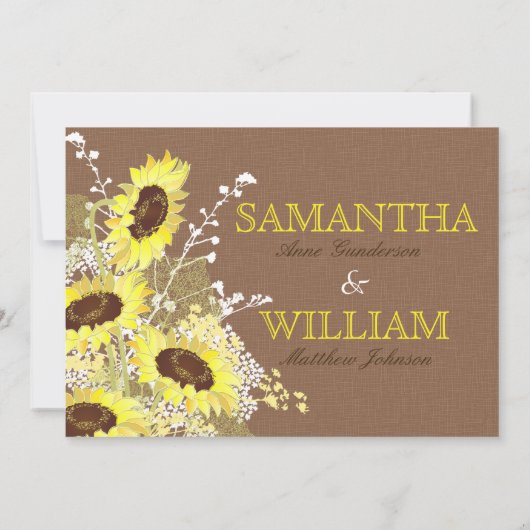 Sonnenblume-Leinwand-rustikale Einladung (Rückseite)