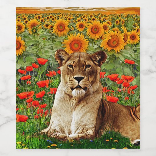 Sonnenblume Leo Weinetikett (Einzelnes Label)