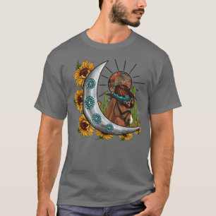 Sonnenblume Leopard Cowboy Hat Horse Boho Moon Wes T-Shirt