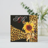 SONNENBLUME ,LEOPARD FUR RIBBON,RED RUBY GEMSTONE EINLADUNG (Stehend Vorderseite)