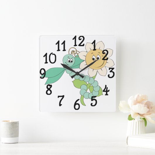 Sonnenblume-Libellen-Uhr Quadratische Wanduhr (Zuhause)