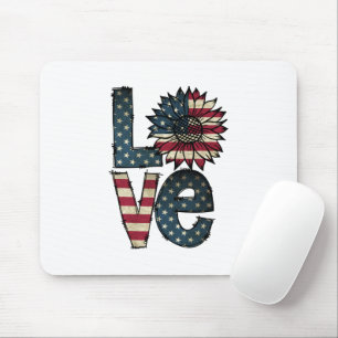 Sonnenblume-Liebe Amerikanische Flagge US FLAG Mousepad