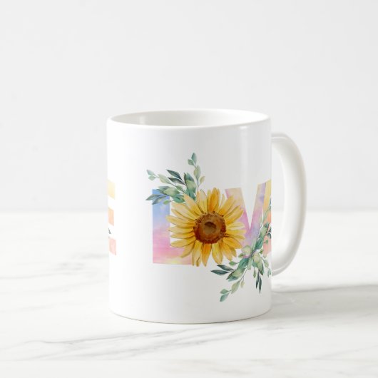 Sonnenblume-Liebe Kaffeetasse (VorderseiteRechts)