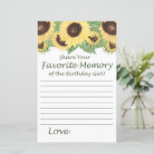 Sonnenblume Lieblings-Erinnerung an das Geburtstag (Stehend Vorderseite)