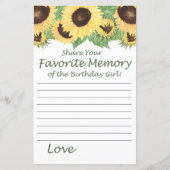 Sonnenblume Lieblings-Erinnerung an das Geburtstag (Vorderseite)