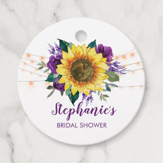 Sonnenblume Lila Blume Vielen Dank Brautparty Geschenkanhänger (Vorderseite)