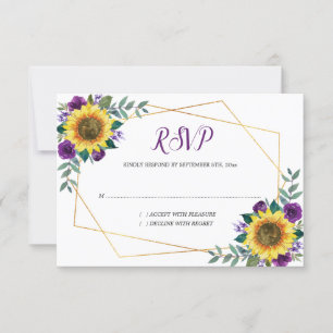 Sonnenblume Lila Blumengeometrie RSVP Karte