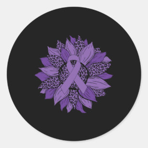 Sonnenblume Lila Ribbon Fibromyalgie Bewusstsein M Runder Aufkleber