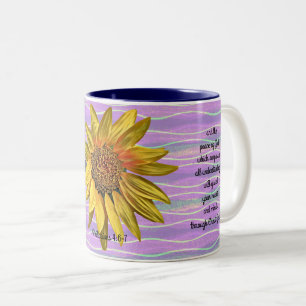Sonnenblume Lila Strip Faith Peace Coffee Tasse Cu