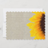 Sonnenblume Linen Rustikale Hochzeit Einladung (Rückseite)