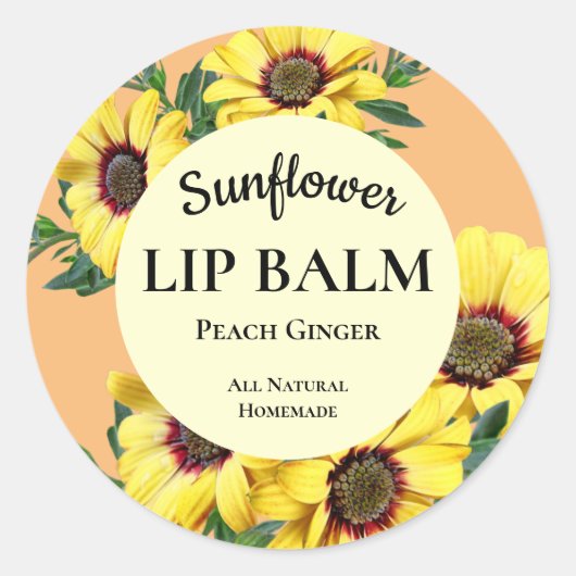 Sonnenblume Lip Balm Beruflich Rundsticker Runder Aufkleber (Vorderseite)
